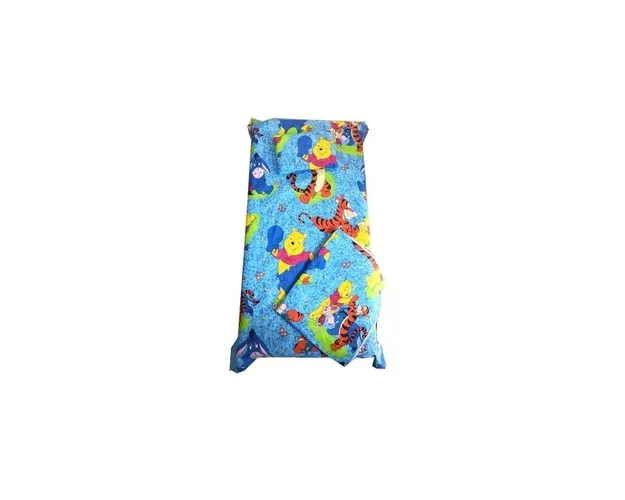 Set Paturica bebe cu Cearsaf si Pernuta pt pat 120x60 cm Distractie cu aiurila albastru