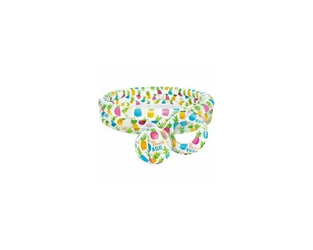 Set piscina gonflabila pentru copii, + Colac + Minge, Intex 59469, 132 x 28 cm, Multicolor