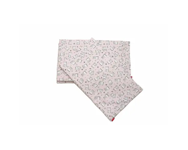 Set protectii patut Baby Bear roz, din bumbac, 63x127 cm