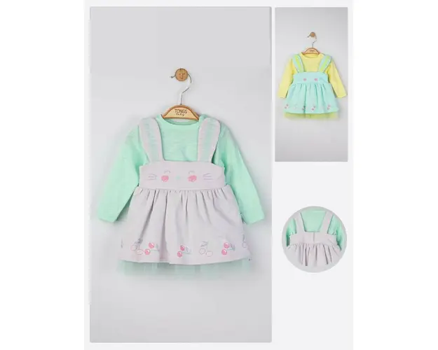 Set rochita cu bluzita pentru fetite Cirese, Tongs baby (Culoare: Verde, Marime: 6-9 luni)