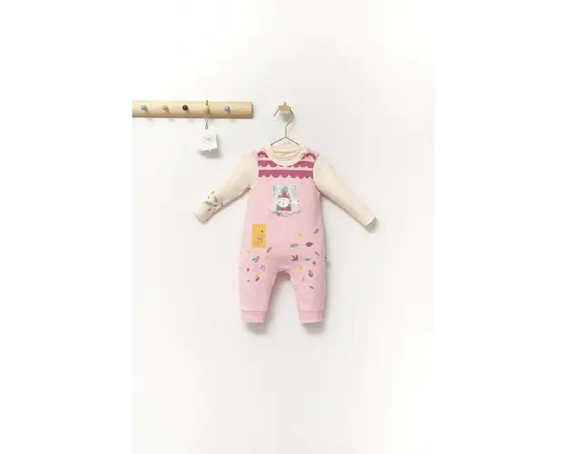 Set salopeta cu bluzita Scufita rosie pentru bebelusi, Tongs baby (Marime: 3-6 Luni, Culoare: Corai)