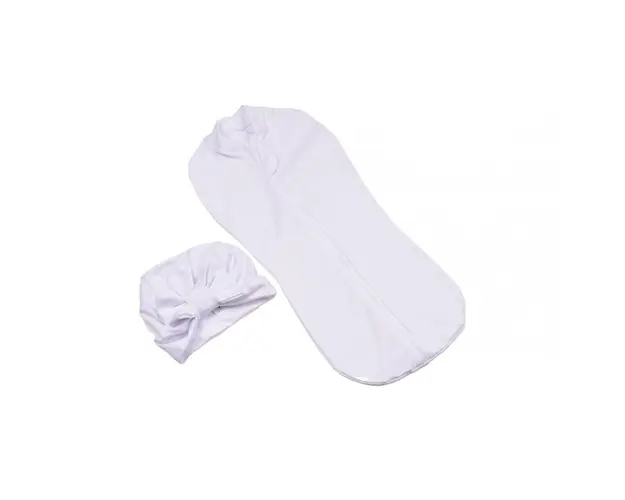 Set sistem de infasat alb si turban bumbac organic 0-3 luni