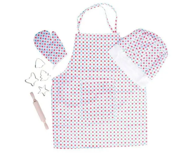 Set sortulet si accesorii alb cu buline