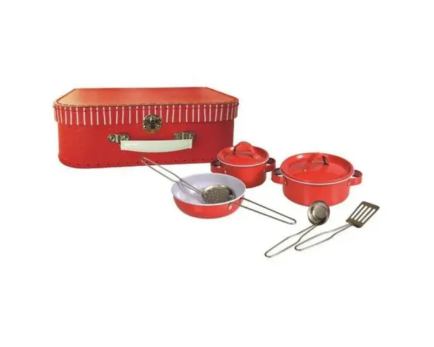 Egmont toys - Set de vase si ustensile bucatarie din Metal, Rosu