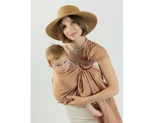 Isara - Sling cu Inele Caramel Bamboo Linen