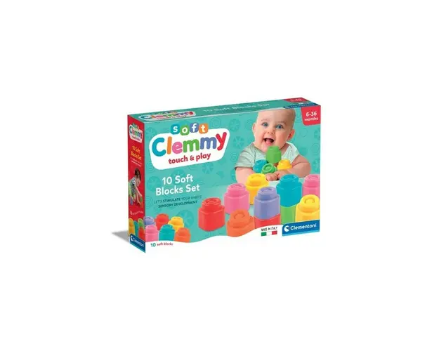 Set de construit, Clementoni, Soft Clemmy, 10 cuburi, 6 luni+, Multicolor