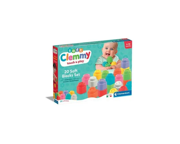 Set de construit, Clementoni, Soft Clemmy, 20 cuburi, 6 luni+, Multicolor