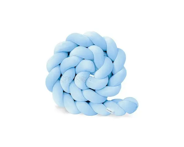 Sparrow - Protectie impletita pentru patut Velvet Light Blue , 340 cm, Full 120 x 60 cm