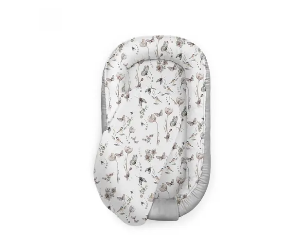 Suport de dormit Babynest Premium Bumbac si Catifea Nature Soft Grey by BabySteps, 70x35 cm