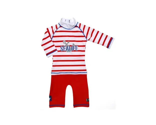 Swimpy - Costum de baie SeaLife red marime 98- 104 protectie UV