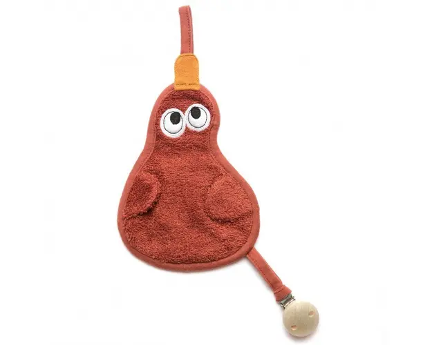 Textil din bambus pentru dentitie cu agatatoare suzeta din lemn Para Rosewood