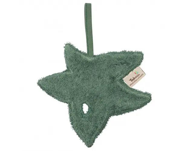 Textil din bambus pentru dentitie cu agatatoare suzeta Frunza Aspen Green