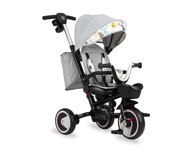 Tricicleta 5 in 1, MoMi INVIDIA Love, Scaun rotativ 360Ã‚A, Spatar reglabil, Maner telescopic, Centura in 5 puncte, Pliabila, Suport pahare, Tapiterie usor de curatat