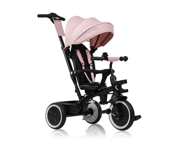 Tricicleta copii, Lionelo, Berry, 2 in 1, Multifunctionala, Suport picioare, Control al directiei, Scaun reversibil, Rotire 360 grade, Functie de roata libera, Utilizare pana la 5 ani, Constructie din otel, Conform cu standardul EN71, Roz