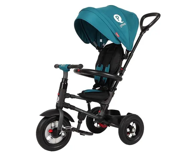Tricicleta cu roti de cauciuc Qplay Rito Rubber Albastru Deschis