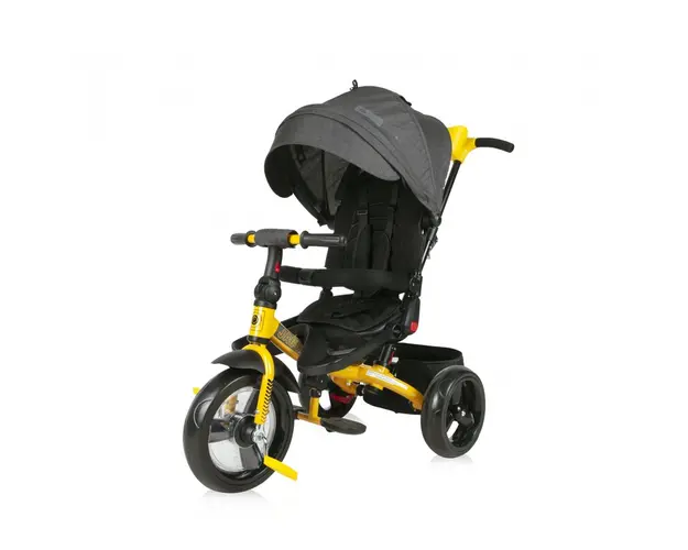 Tricicleta copii, Lorelli, Jaguar Eva Wheels Suport picioare, Control al directiei, Rotire 360 grade, Scaun reglabil, Galben/Negru
