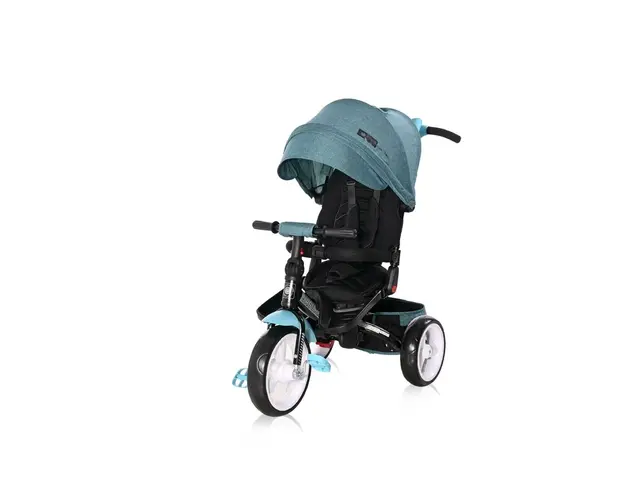 Tricicleta copii, Lorelli, Jaguar Eva Wheels Suport picioare, Control al directiei, Rotire 360 grade, Scaun reglabil Luxe, Verde