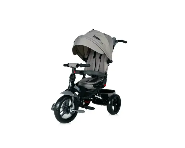 Tricicleta copii, Lorelli, Jaguar Eva Wheels Suport picioare, Control al directiei, Rotire 360 grade, Scaun reglabil Luxe, Gri