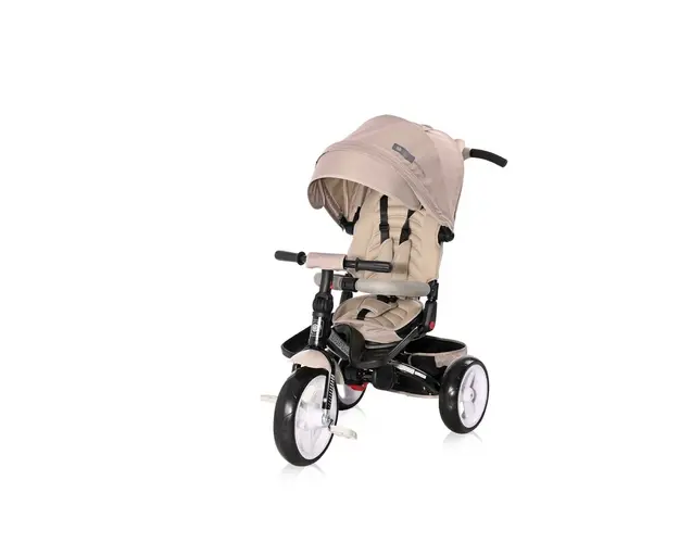 Tricicleta copii, Lorelli, Jaguar Eva Wheels Suport picioare, Control al directiei, Rotire 360 grade, Scaun reglabil, Bej