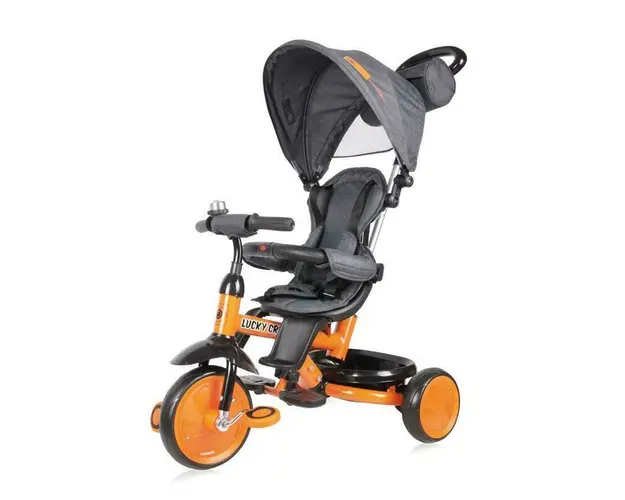 Tricicleta copii, Lorelli, Lucky Crew, multifunctionala, Black & Orange