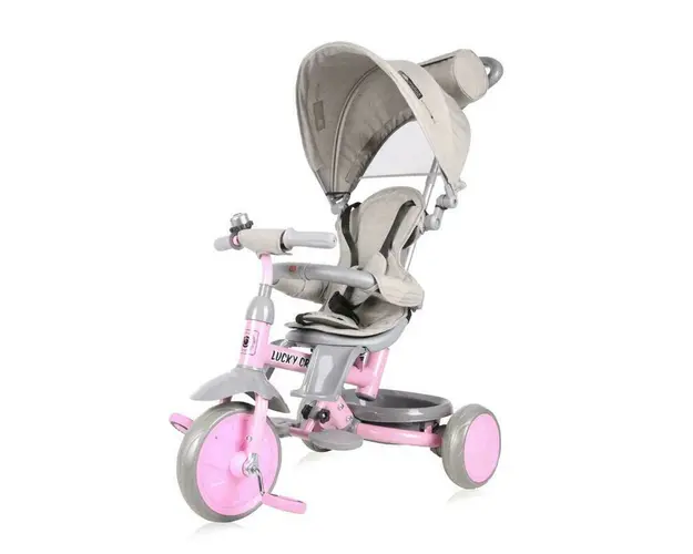 Tricicleta copii, Lorelli, Lucky Crew, multifunctionala, Grey & Pink