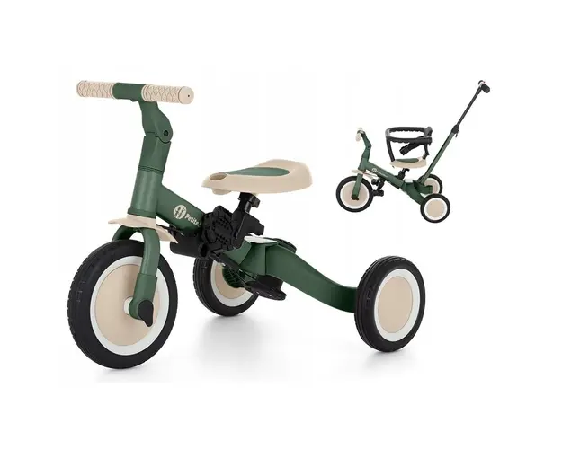 Tricicleta, Petite&Mars, Turbo, 5 in 1, Multifunctionala, Vehicul de impins, Bicicleta cu/fara pedale, Cu maner de ghidaj, Detasabil, Roti din cauciuc, Pana la 25 kg, 1.5-5 ani, Verde