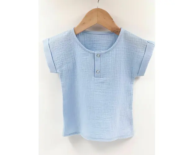 Tricou cu capse de vara pentru copii, din muselina, Bluebird, 3-4 ani
