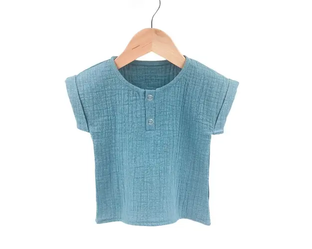 Tricou cu capse de vara pentru copii, din muselina, Cold Ice, 2 -3 ani