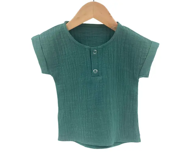 Tricou cu capse de vara pentru copii, din muselina, Curious Explorer, 4-5 ani