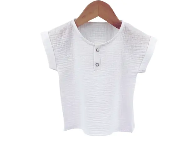 Tricou cu capse de vara pentru copii, din muselina, Pearl, 4-5 ani