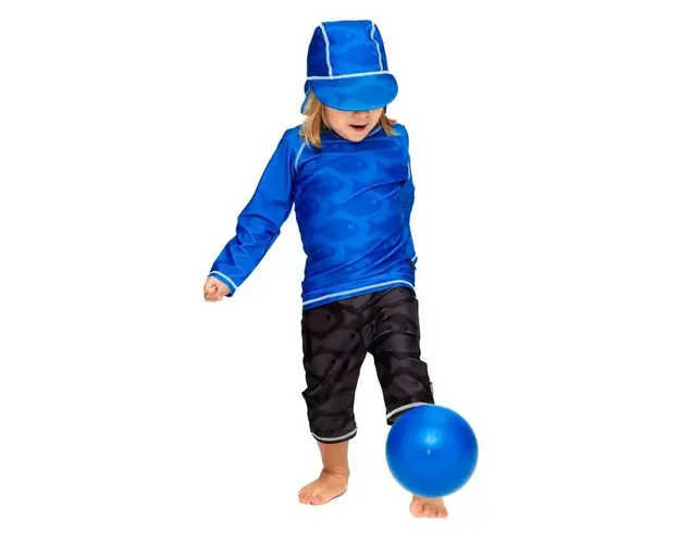 Swimpy - Tricou de baie Fish blue , protectie UV , marime 122-128
