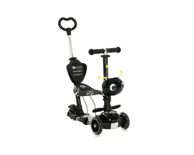 Lorelli Junior - Trotineta Smart Plus Cu 3 roti, Cu sezut, Cu roti luminoase Flash, Negru