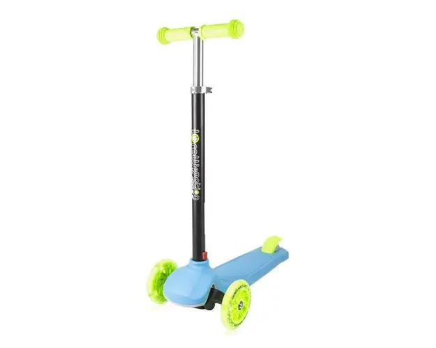 Lorelli - Trotineta pentru copii, Yuppee, 3 Ani+, roti cu lumini, pliabila, Blue & Green