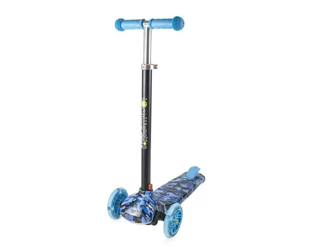 Lorelli - Trotineta pentru copii, Yuppee, 3 Ani+, roti cu lumini, pliabila, Blue Military