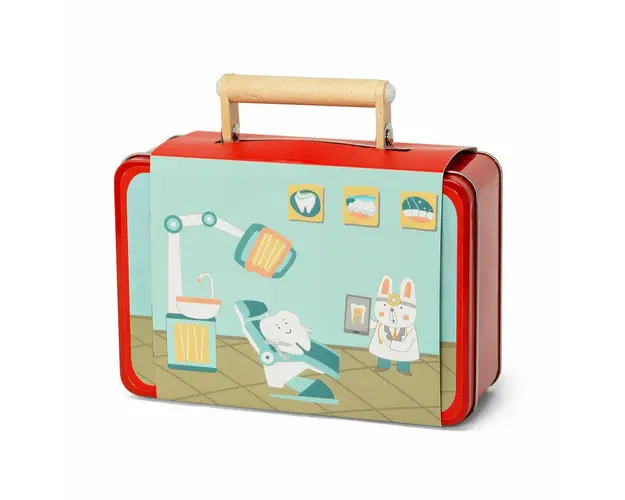 Valiza dentistului, cutie metalica, rosu, +3 ani, MAMAMEMO