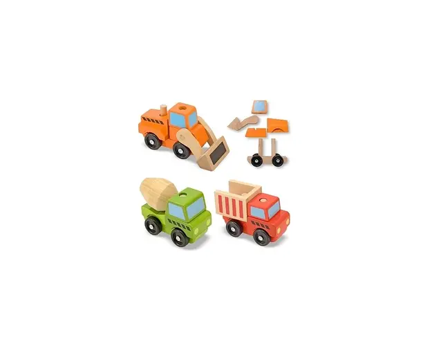Melissa & Doug - Vehicule utilitare pentru constructii din lemn Melissa and Doug