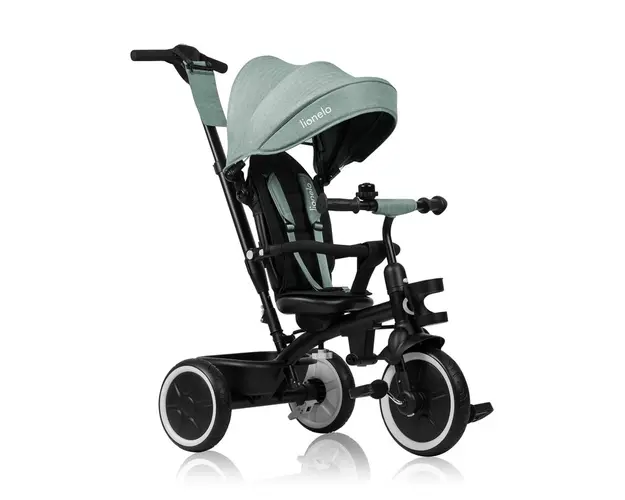Tricicleta copii, Lionelo, Berry, 2 in 1, Multifunctionala, Suport picioare, Control al directiei, Scaun reversibil, Rotire 360 grade, Functie de roata libera, Utilizare pana la 5 ani, Constructie din otel, Conform cu standardul EN71, Verde