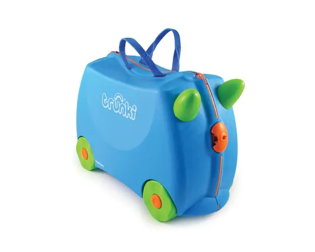 Valiza pentru copii Ride-On Terrance Trunki, Albastru, 46 cm