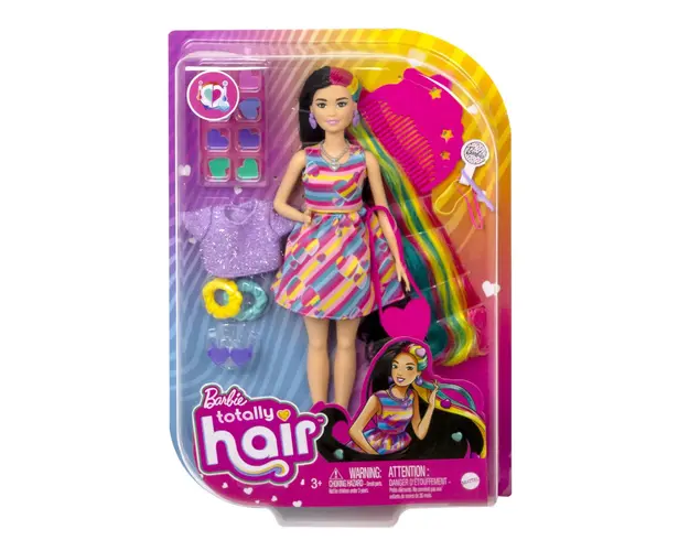 Papusa Barbie cu par lung si accesorii, Totally Hair Hearts