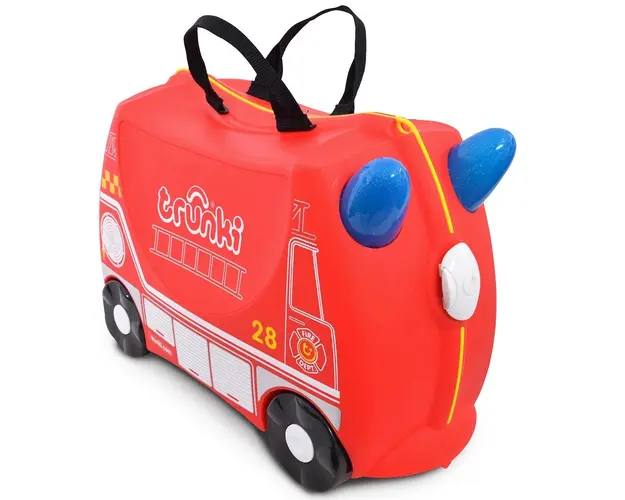 Valiza pentru copii Ride-On Masina de Pompieri Trunki, Rosu, 46 cm