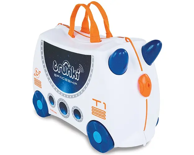 Valiza pentru copii Trunki Ride-On Skye The Spaceship, Alb