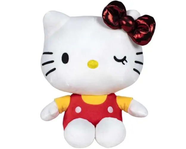 Jucarie de plus, Play by Play, Hello Kitty cu salopeta rosie, Editie Aniversara, 22 cm