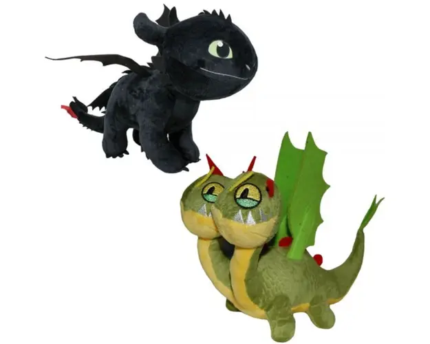 Set 2 jucarii de plus, Play by Play, Toothless 25 cm si Zippleback, Dragons, 20 cm