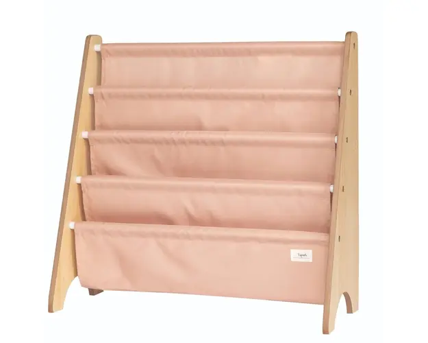 Raft organizator de carti pentru copii, 3 Sprouts, material reciclat, Roz