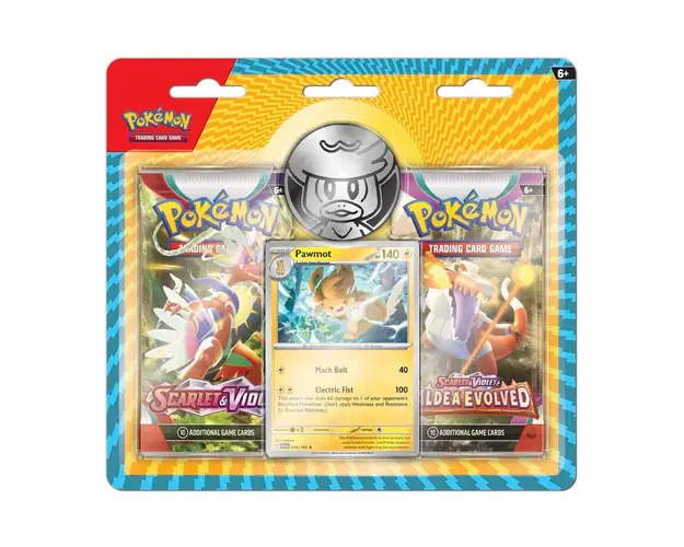 Set 2 pachete carti de joc Booster, Pokemon TCG, Pawmot, Packs and Coins