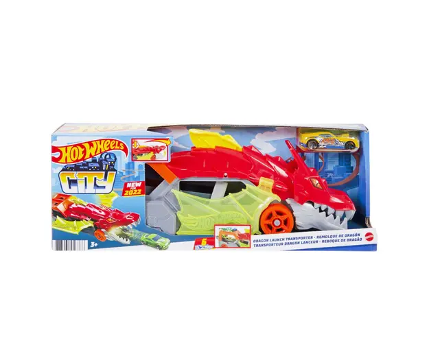 Set Transportatorul Dragon cu masinuta, Hot Wheels City
