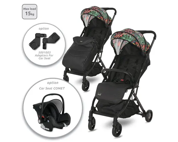 Carucior pentru nou-nascut, tip troller, Lorelli Myla, Tropical Flowers