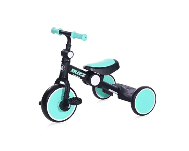Tricicleta pentru copii, complet pliabila, Lorelli Buzz, Black Turquoise