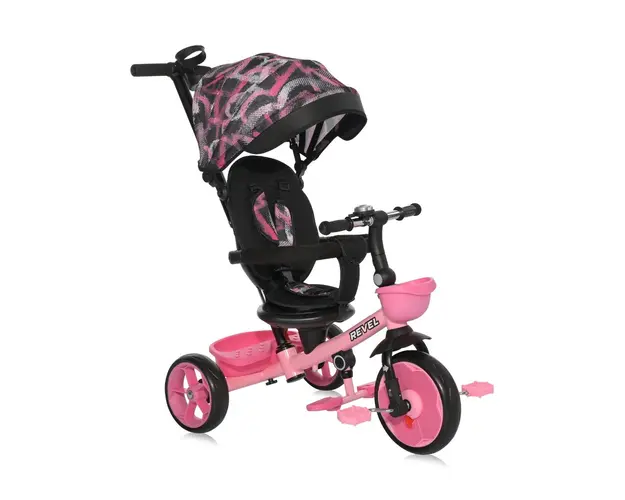 Tricicleta pentru copii cu sezut rotativ la 360 grade, Lorelli Revel, 1-5 ani, Pink Grunge