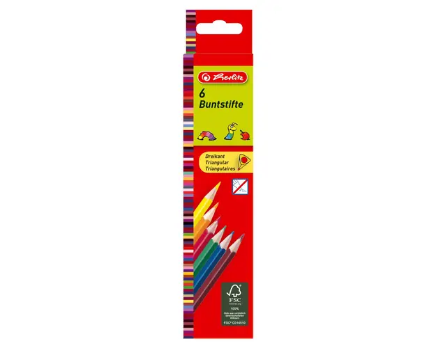 Set creioane color triunghiulare Herlitz, 6 buc